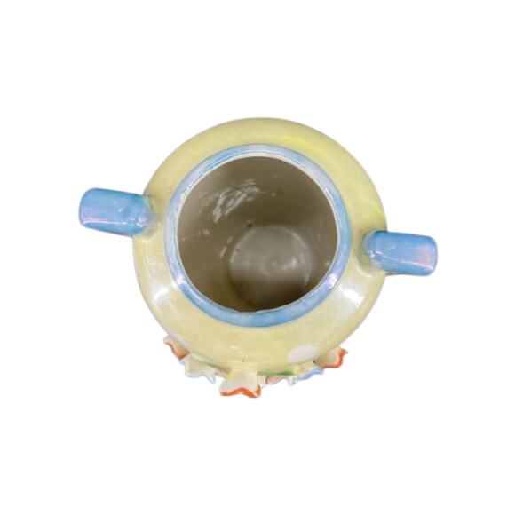 Vintage Hand Painted Lusterware 3D Floral Vase, Japan, 6" Tall - Picture 2 of 9